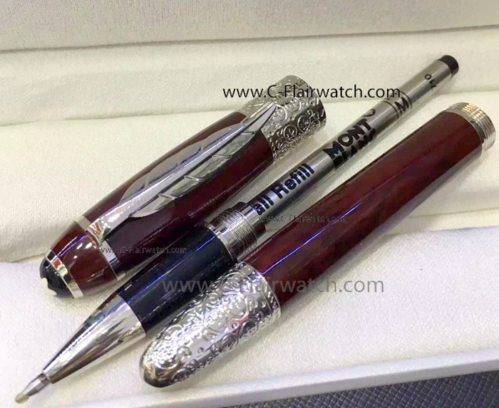 Copy Daniel Defoe Montblanc Red Silver Fineliner Pen